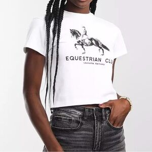 Modish Rebel Equestrian Club Graphic Crop Tee | Cropped T-Shirt | Size XL